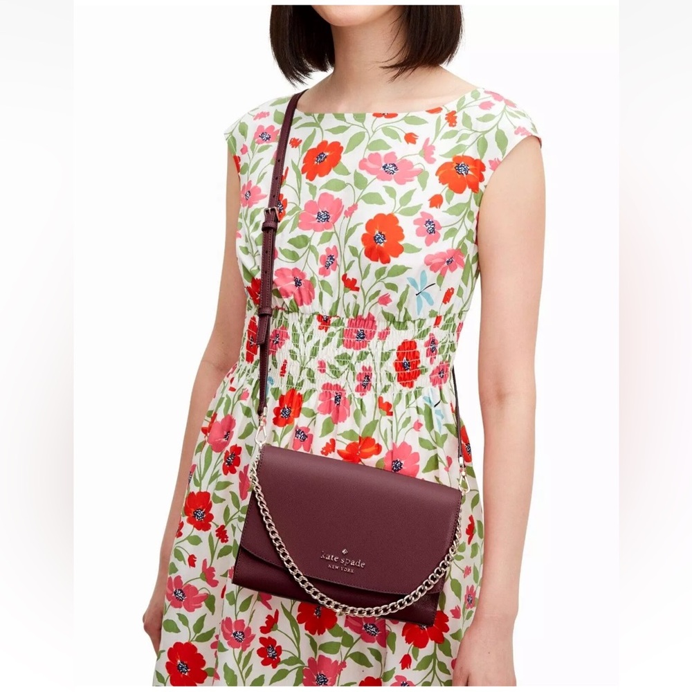 Kate Spade Carson Saffiano Leather Convertible Crossbody Deep Berry Bag
